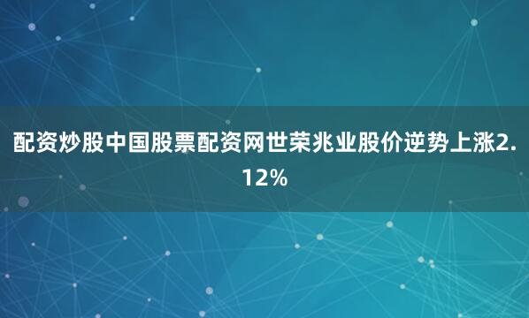 配资炒股中国股票配资网世荣兆业股价逆势上涨2.12%
